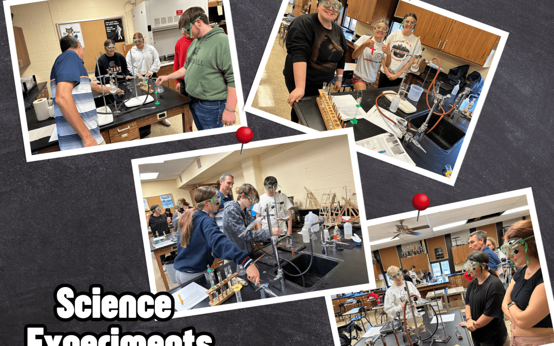 Mr. Neisen’s Chemistry class having fun experimenting.